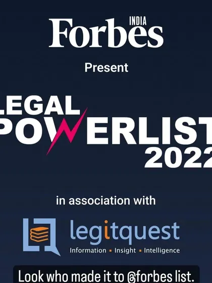 This is the official announcement from Forbes India for the Legal Powerlist 2022. We are proud that our expertise in providing effective legal solutions, including for victims of cybercrime, has been recognized on such a prestigious platform.