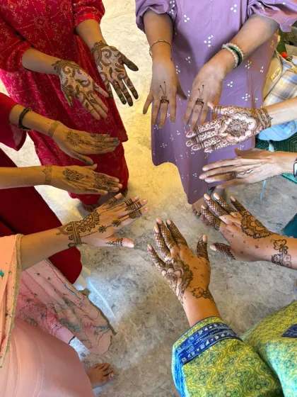 A group of gorgeous ladies showing off their Karwachauth mehndi. It's always fun to do group bookings.