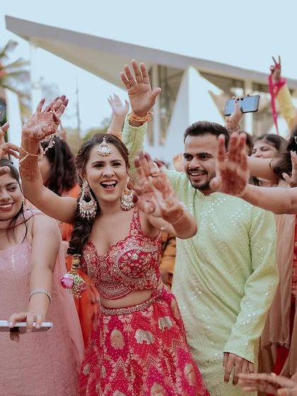The joy of the Haldi ceremony. Sayeri is surrounded by her loved ones, her happiness shining through.