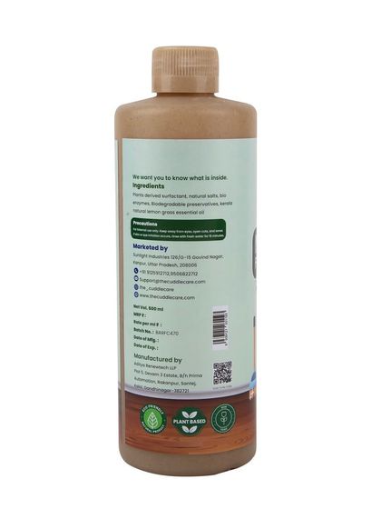 The back label of the natural floor cleaner, clearly showing ingredients and instructions.