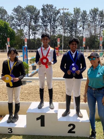 A triple podium celebration for Team Zippy. Arnav claimed 1st place, while Nikshitha secured both 3rd and 4th place in their respective categories.