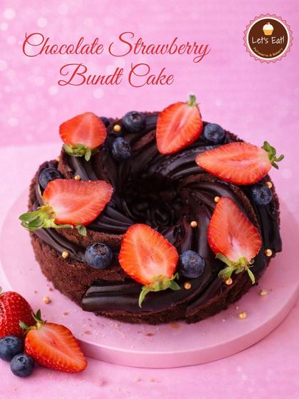My Chocolate Strawberry Bundt Cake is a star of the strawberry season. The rich chocolate cake is beautifully shaped and topped with a glossy chocolate ganache and fresh, juicy strawberries.