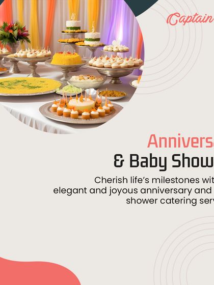 My elegant catering is perfect for celebrating milestones like anniversaries and baby showers. This image of a beautifully arranged dessert table shows the delightful and visually appealing options I can provide.