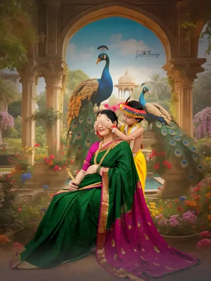 Motherhood is a divine story. Here, we brought a playful Krishna-inspired theme to life, capturing the beautiful bond between a mother, her little one, and the baby on the way. These family-centric shoots are filled with joy and meaning.