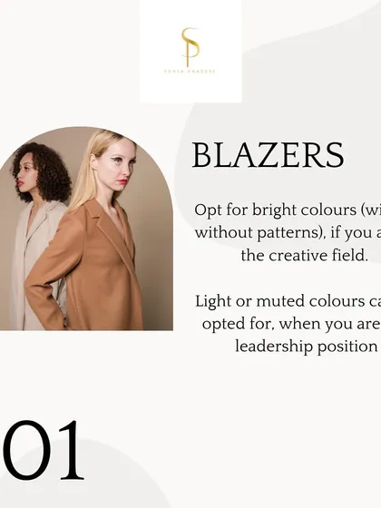 Blazers are a versatile wardrobe staple. The color and style you choose can send different messages. Bright colors can signal creativity, while muted tones often convey authority and are ideal for leadership roles.