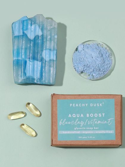 My Aqua Boost soap bar is a refreshing treat for your skin. This glycerine soap bar is made with Blue Clay and Vitamin E to provide a hydrating and detoxifying cleanse.