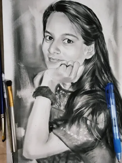 A gallery of my portraits created using the dry brush technique with black oil paint. This method allows for incredible realism and texture, perfect for capturing every detail from hair to clothing.