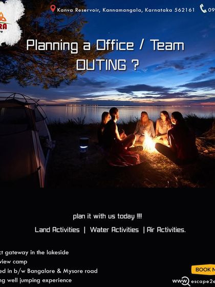 Planning an office or team outing? Our lakeside camping and bonfire experience is a fantastic way to build team spirit and have fun outside the office.