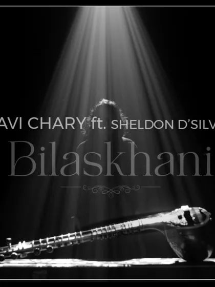 The cover art for my latest track, "Bilaskhani," a world fusion piece featuring the brilliant arrangements of Sheldon D'Silva. The music video is artistically shot in black and white.