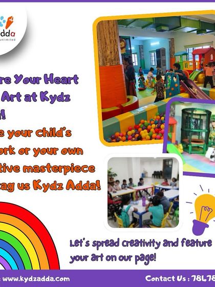 A graphic inviting our community to share their children's artwork with us. We love celebrating the creativity of our little visitors by featuring them on our page.