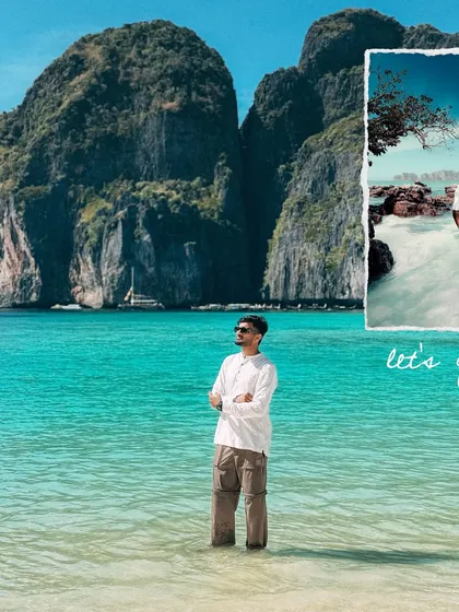 A creative collage encouraging my audience to take their first international solo trip, with the beautiful beaches of Thailand as the perfect destination.