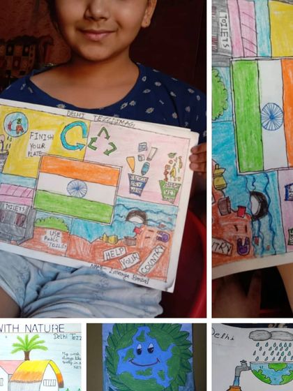 More creative entries from our drawing competition, with themes of recycling, patriotism, and helping the country.