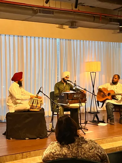 A view from the audience during our concert. The setting was perfect for an evening of soulful music.