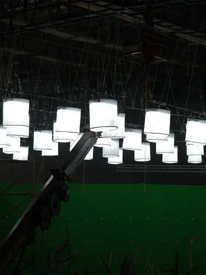A close-up of the Prolight ECL panel lanterns used on the Coca-Cola set, demonstrating their clean, modern look.