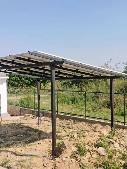 An example of our custom designed elevated structure for a ground mount solar installation. We fabricate structures to suit any site, ensuring stability and durability for your renewable energy system.