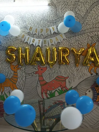 Basic balloon decorations done for a birthday celebration at a daycare in Nerul. We can work with any space and existing decor to add a touch of party magic.