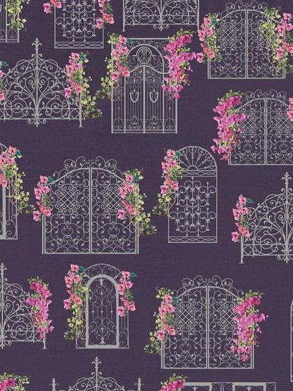 The bougainvillea pattern on a deep purple background, for a bold and luxurious statement.
