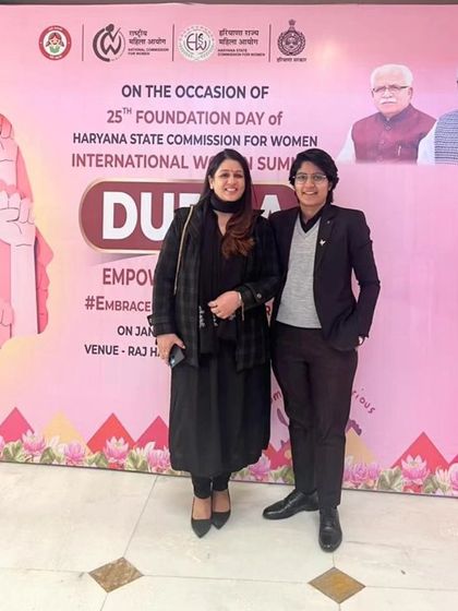 At the International Women Summit, celebrating the 25th Foundation Day of the Haryana State Commission for Women.