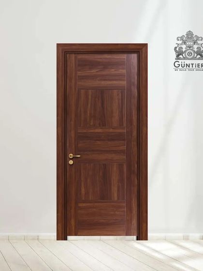 This laminated door features a realistic wood grain pattern, offering the look of natural wood with the added benefits of being scratch-resistant and easy to clean.