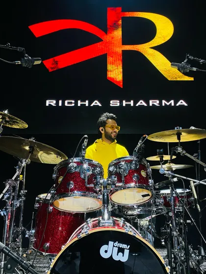 Behind the full drum kit for a show with the incredible Richa Sharma on her USA tour. From world percussion to a rock setup, I adapt my instruments to fit the exact sound of the event.