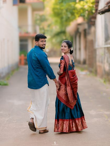 A playful glance back while walking away. This is a great way to capture a fun, interactive portrait.