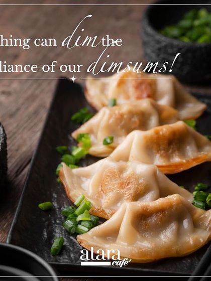 Nothing can dim the brilliance of our dimsums. This image showcases our perfectly pan-fried gyoza, crispy on the outside and juicy on the inside.