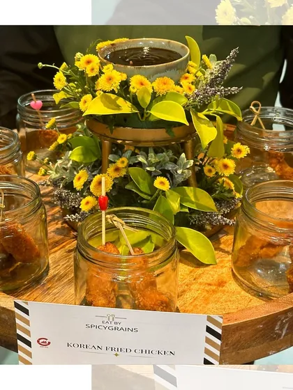 Crispy, saucy, and addictive. Our Korean Fried Chicken is served in individual glass jars, making it a stylish and convenient snack for guests to enjoy while mingling.