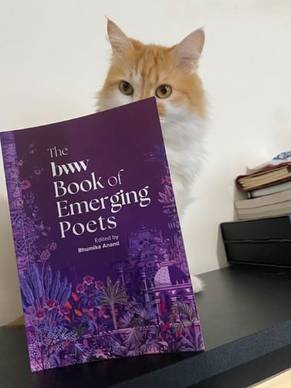 Our first feline reader seems quite shocked by one of the poems in our new anthology! We love seeing our books find their way into the homes and hearts of readers of all kinds.