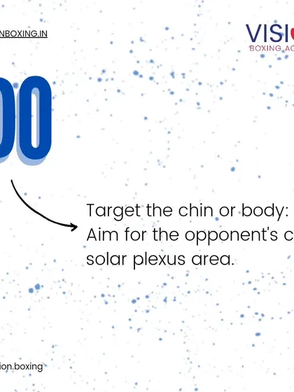 For a successful uppercut, aim for the opponent's chin or solar plexus. These are vulnerable targets that can be exposed when you are fighting on the inside.