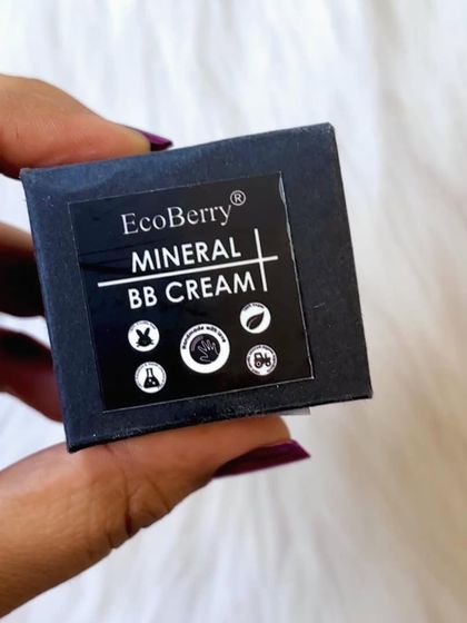 A close-up of the Mineral BB Cream box, highlighting its key features and my commitment to clean ingredients.