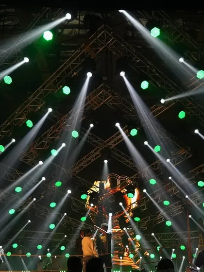 Another lighting state from the 'Po Po' song, with white beams creating a powerful fan effect.