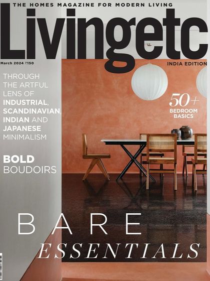 I was honored to have my work featured on the cover of Livingetc. This shot of a dining space I designed captures my philosophy of using natural materials, color, and light to create essential, calming spaces.