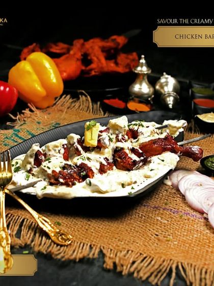 Our Chicken Barra Cream is a luxurious starter. Tandoori chicken pieces are bathed in a rich, velvety cream sauce, creating a dish that is both smoky and incredibly smooth.