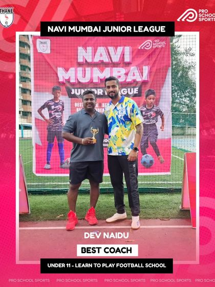 Congratulations to Dev Naidu from Learn to Play Football School for being named Best Coach in the U11 Navi Mumbai Junior League.