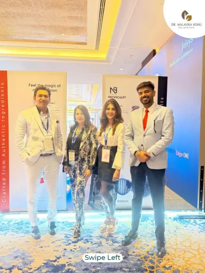With colleagues at the Derma MeDeCon 2025 exhibition area. These events are excellent for sharing practice insights in both clinical and aesthetic dermatology.