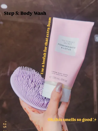For that extra foam and a luxurious feel, I use a loofah with my body wash. This Victoria's Secret one smells absolutely divine and leaves my skin soft.