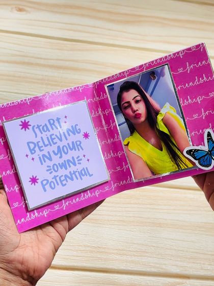 This page from the mini album has an inspiring message: "Start believing in your own potential."