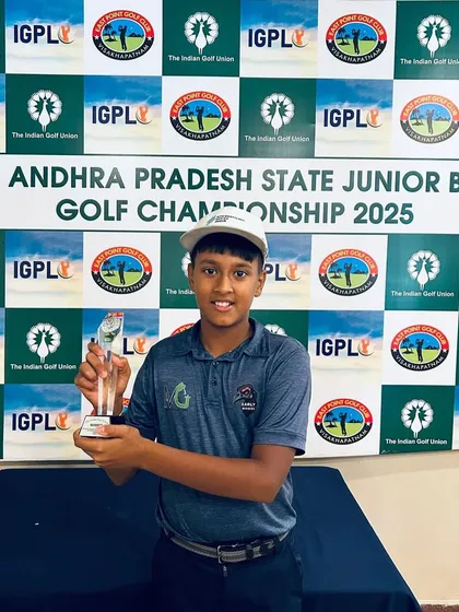 Siddhant Sharma with his trophy after winning the IGU Andhra Pradesh Boys Championship. This was a comeback victory after a few tough events, which makes it even more special.