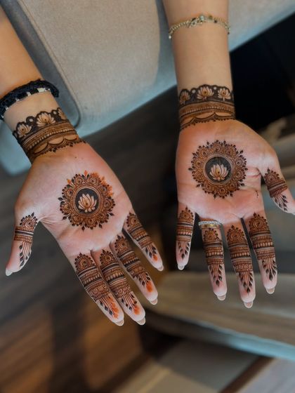 A classic and beloved minimal design featuring a lotus mandala on the palm and detailed finger caps. It's simple, elegant, and always beautiful.