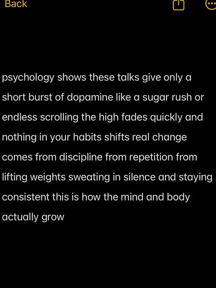 Psychology shows these talks give only a short burst of dopamine. Real change comes from discipline, repetition, and the quiet grind.