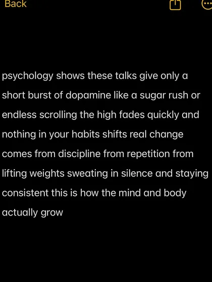 Psychology shows these talks give only a short burst of dopamine. Real change comes from discipline, repetition, and the quiet grind.