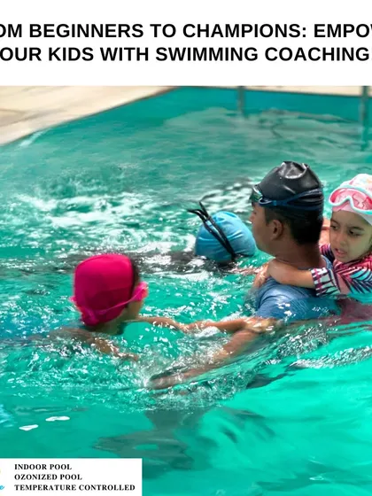 From beginners to future champions, our coaching empowers kids with life-saving skills. Here, a coach provides support during a lesson in our indoor pool.