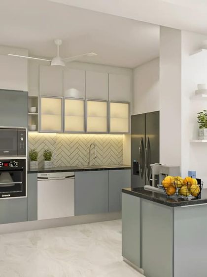 Interiors - Modular Kitchen Design Kitchens with Islands & Breakfast Bars photo 10