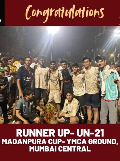 The entire U-21 squad celebrating their hard-fought achievement at the Madanpura Cup.