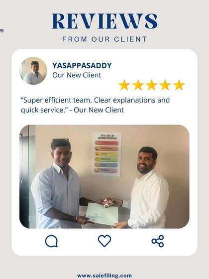 We are happy to receive another 5 star review for our efficiency and clarity. We strive to make business compliance straightforward and stress free, allowing our clients like Yasappasaddy to focus on their growth.