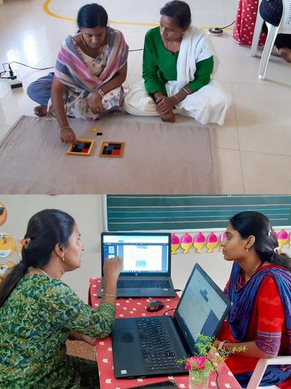 Another view of the hybrid final review for the teachers of Senthil Public School, showcasing their confidence and joy in learning after a year of mentorship.