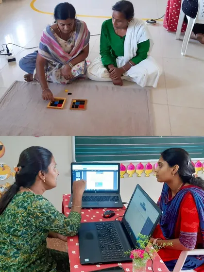 Another view of the hybrid final review for the teachers of Senthil Public School, showcasing their confidence and joy in learning after a year of mentorship.