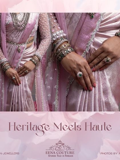 From my Maharani Series, this light pink Kanjivaram saree is where tradition meets modern artistry. I've adorned it with intricate zardozi and paired it with a net handwork blouse and a regal dupatta, a tribute to the ancient queens of India.