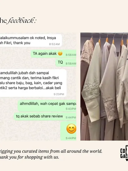 A lovely customer thanking me for sharing beautiful items at a good harga (price). It's my pleasure to bring you curated pieces from around the world.
