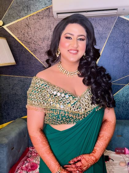 A bright, happy smile from our client. The makeup is designed to look great in every light and from every angle.